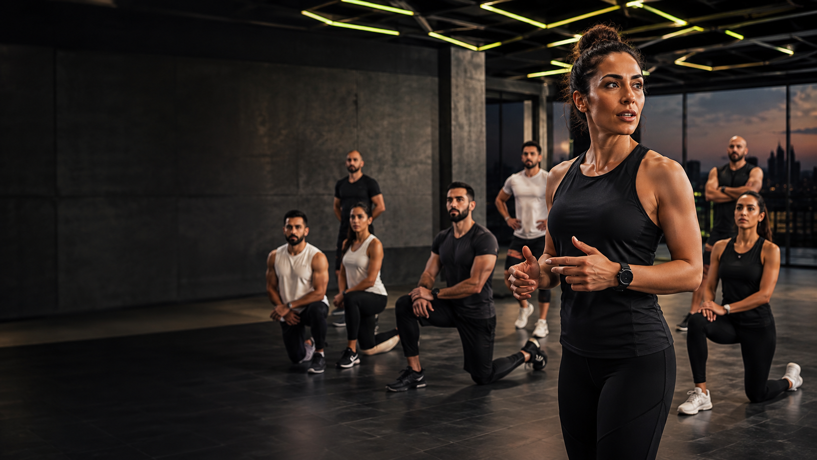 A regional team of fitness instructors training together